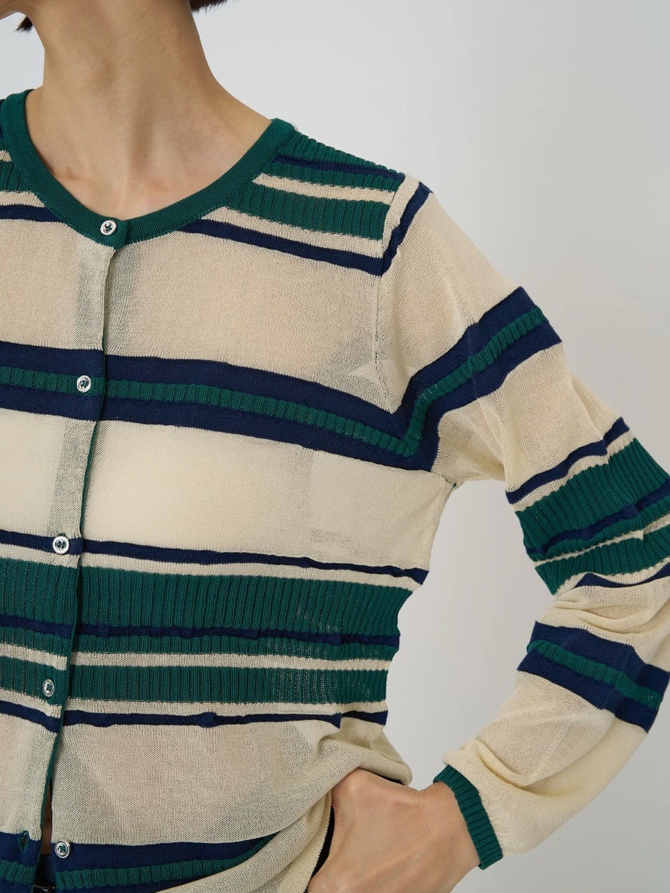 【CHIGNON】マルチボーダーカーディガン 9561-090