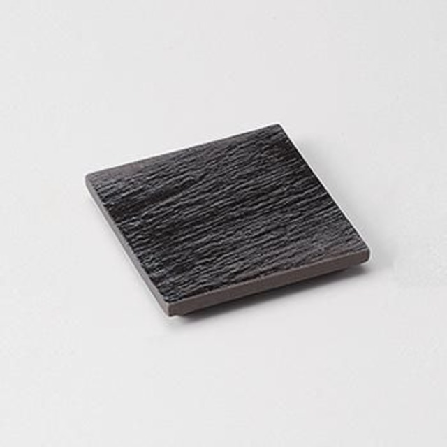 黒陶石目四つ足角皿(小)