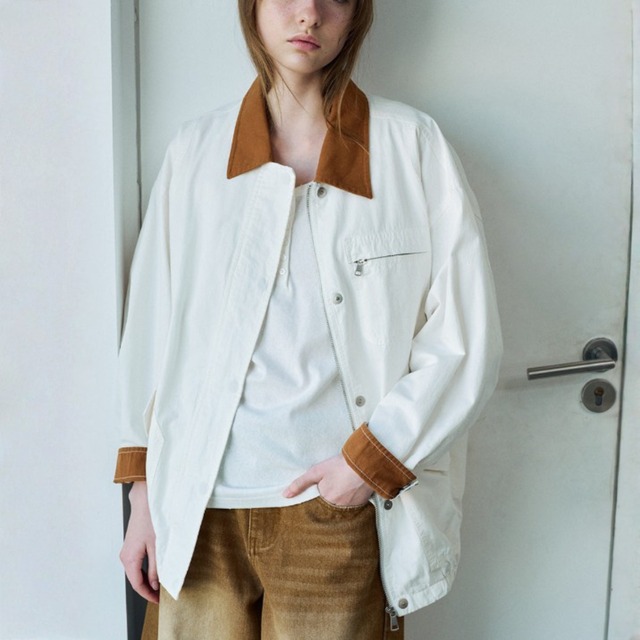 Col Contrast Utility Jacket F0571