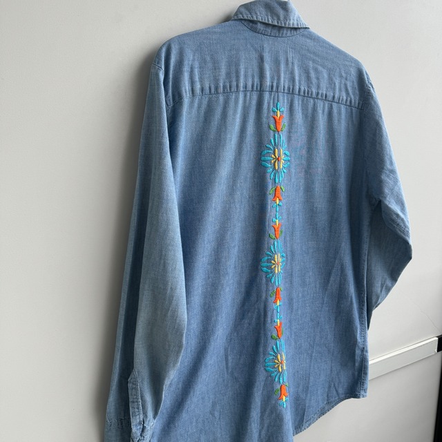 JCPenney シャンブレーシャツ 刺繍 70s 画像6