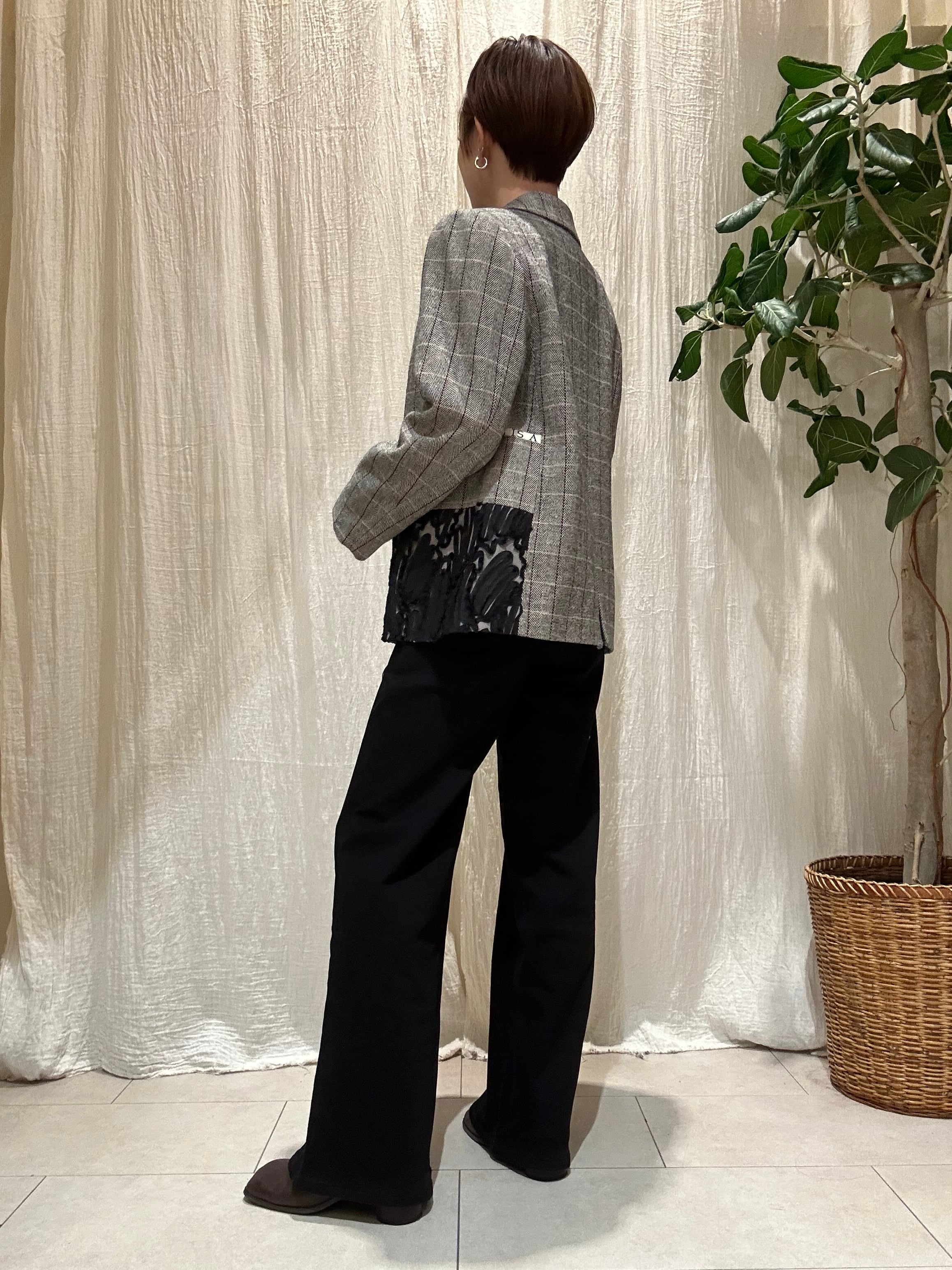❣️タイムセール❣️Eimee Law ツイードクロップドジャケット ブラック チェックツイードロゴテープジャケット Eimee Law(エイミーロウ) | EARL