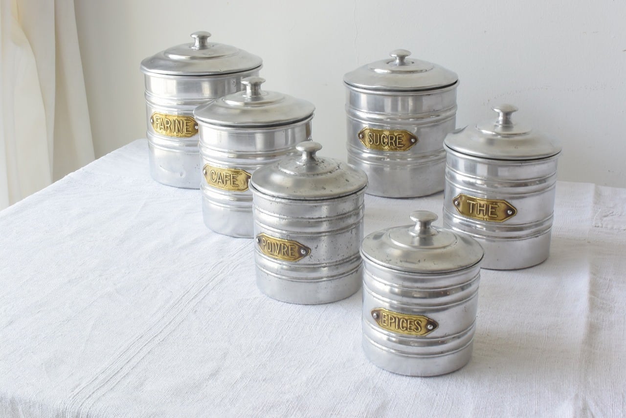 アンティークアルミキャニスター6個セット | 古道具 こころね
