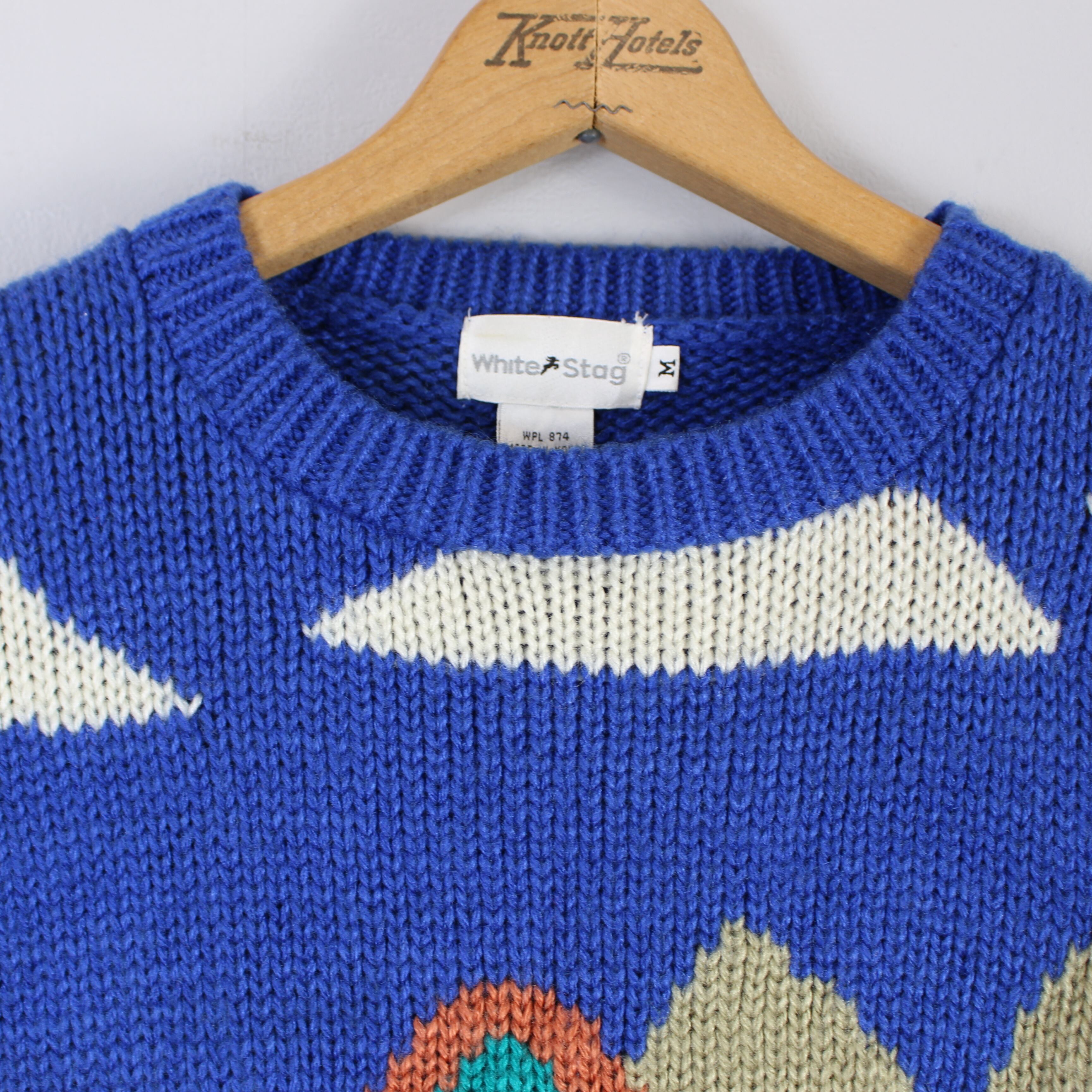 USA VINTAGE WHITE STAG HAND MADE DESIGN KNIT/アメリカ古着ホワイト