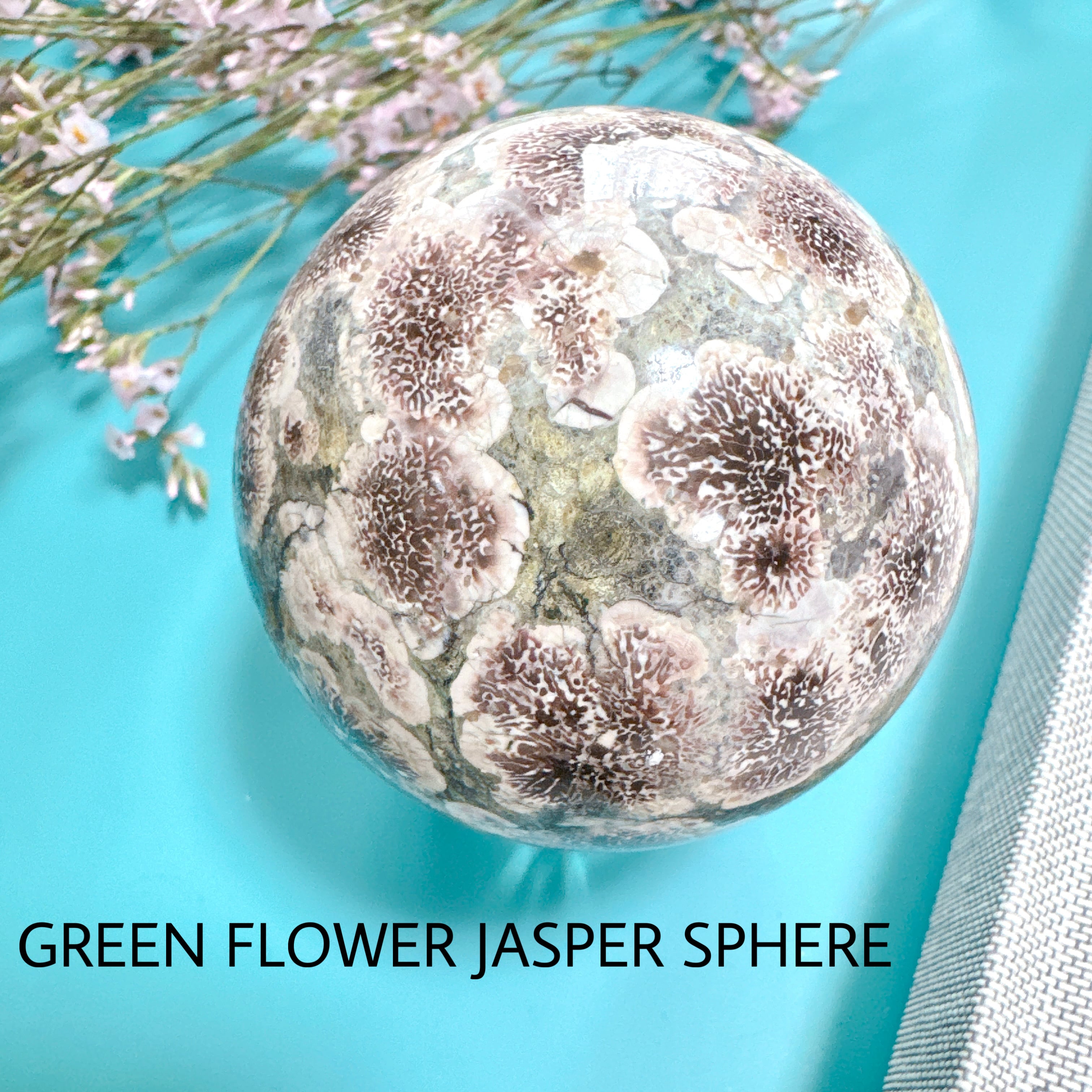 希少　グリーンフラワーアゲート　スフィア　大きめサイズ　丸玉　天然石 希少 グリーンフラワーアゲート スフィア 大きめサイズ 丸玉 天然石