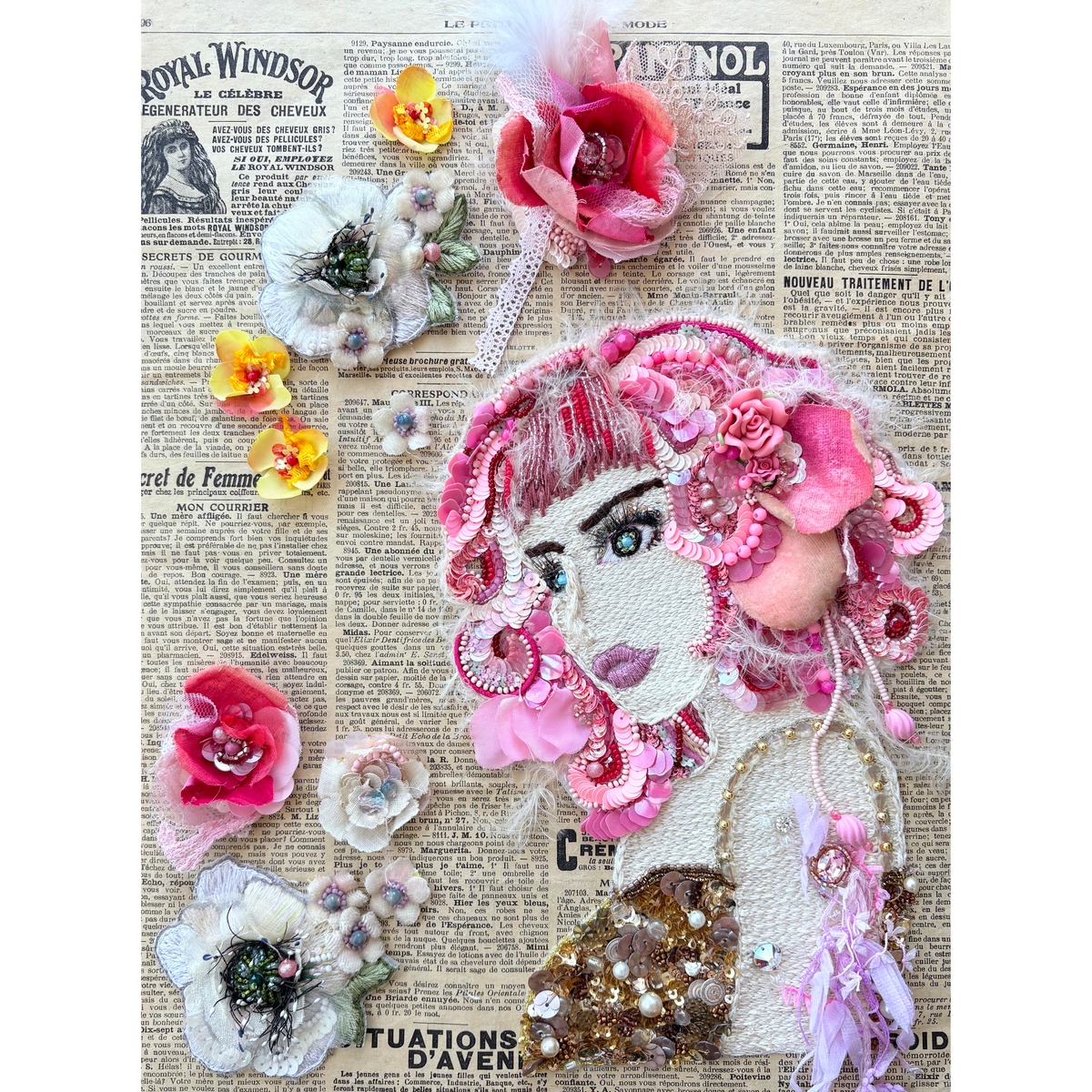 ビーズ刺繍アート（額装） Framed Bead Embroidery Art ｜ 