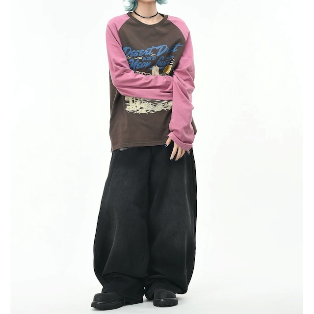 デザートグラフィックフェードウォッシュラグランTシャツ 2col R02572