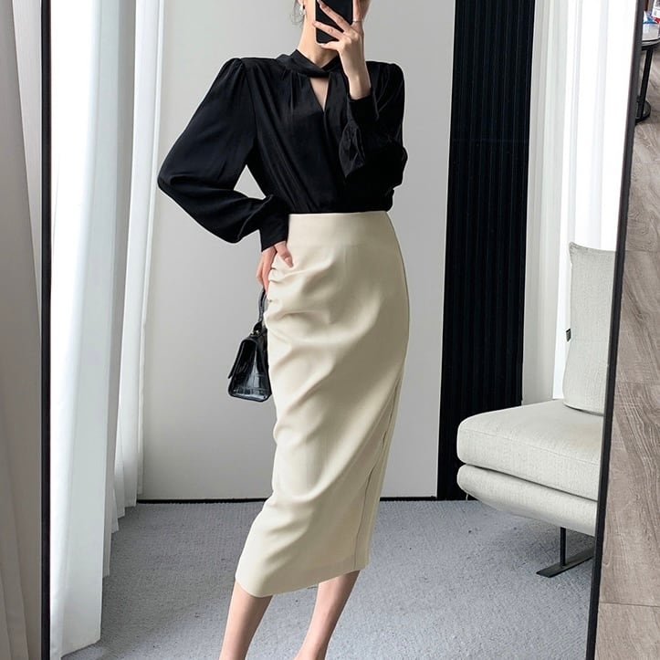 高級感 スリム見え おしゃれなセミスカート YH8818