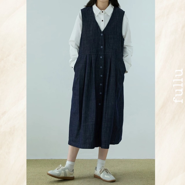 ノースリーブデニムワンピース   fu1120