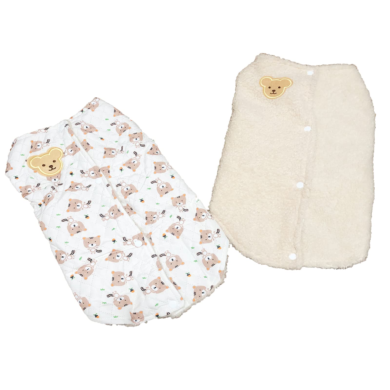 犬服秋冬 小型犬 背中開き リバーシブル仕様 フレンチブルドッグ トイプードル シーズー 犬 冬服 ランキング 可愛い 着せやすい いぬのふく小型犬 冬 防寒着(BEAR,XL)