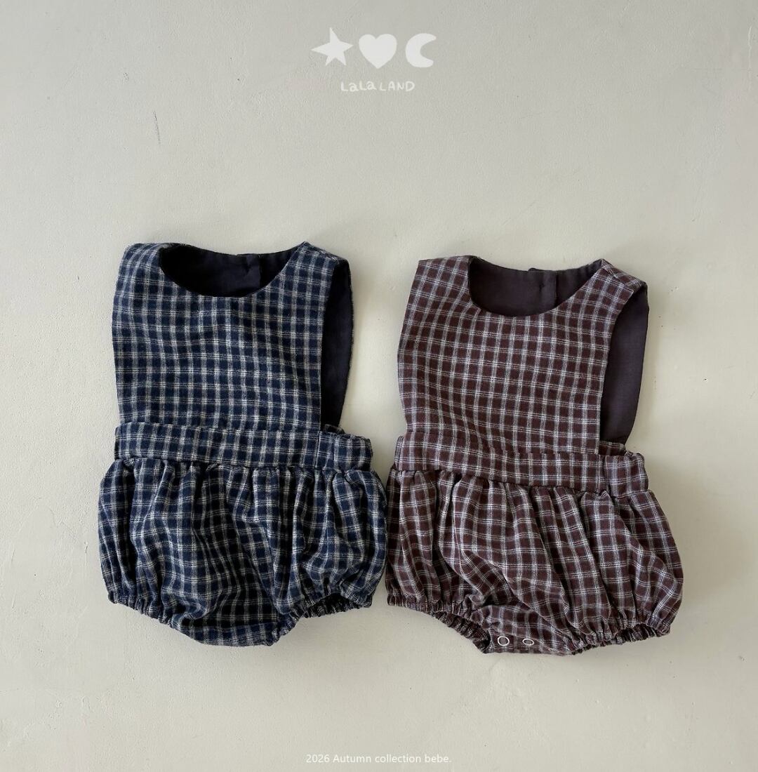 送料無料【予約】/ babyチェックロンパース /lalaland