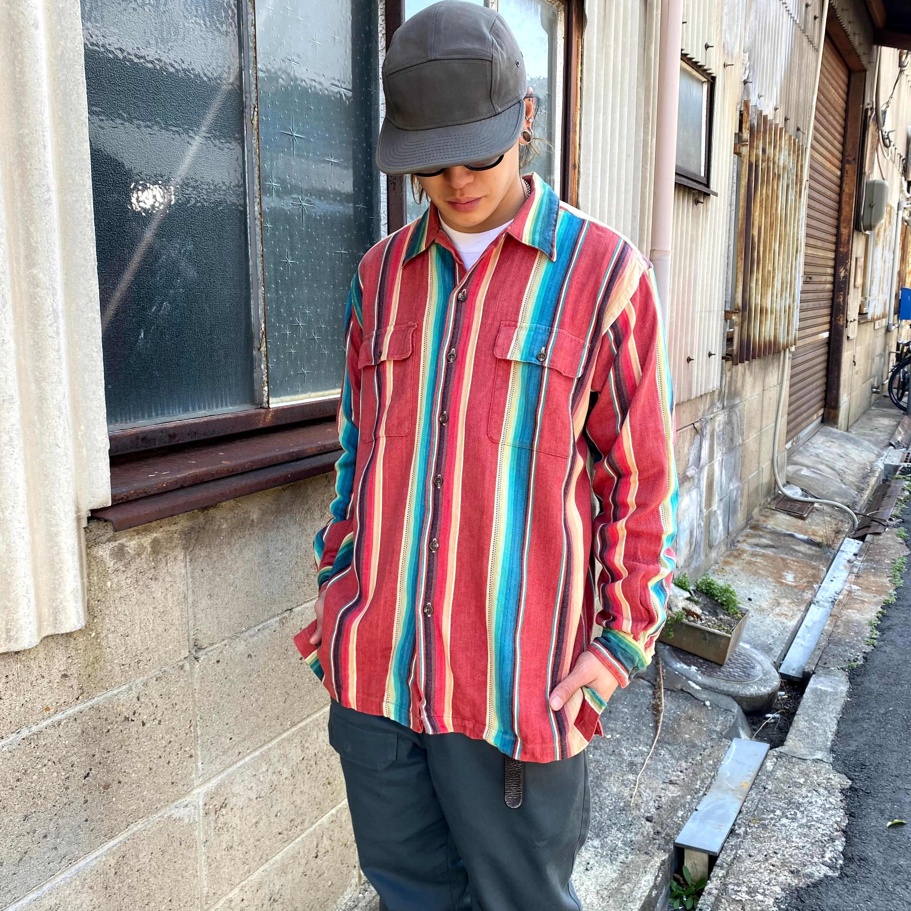 80〜90年代 ラルフローレン ポロカントリー ネイティブストライプ 長袖  