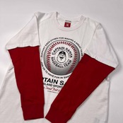 CAPTAIN SANTA キャプテンサンタ 野球プリント レイヤード風 長袖 スウェット トレーナー シャツ サイズ S /ホワイト×レッド