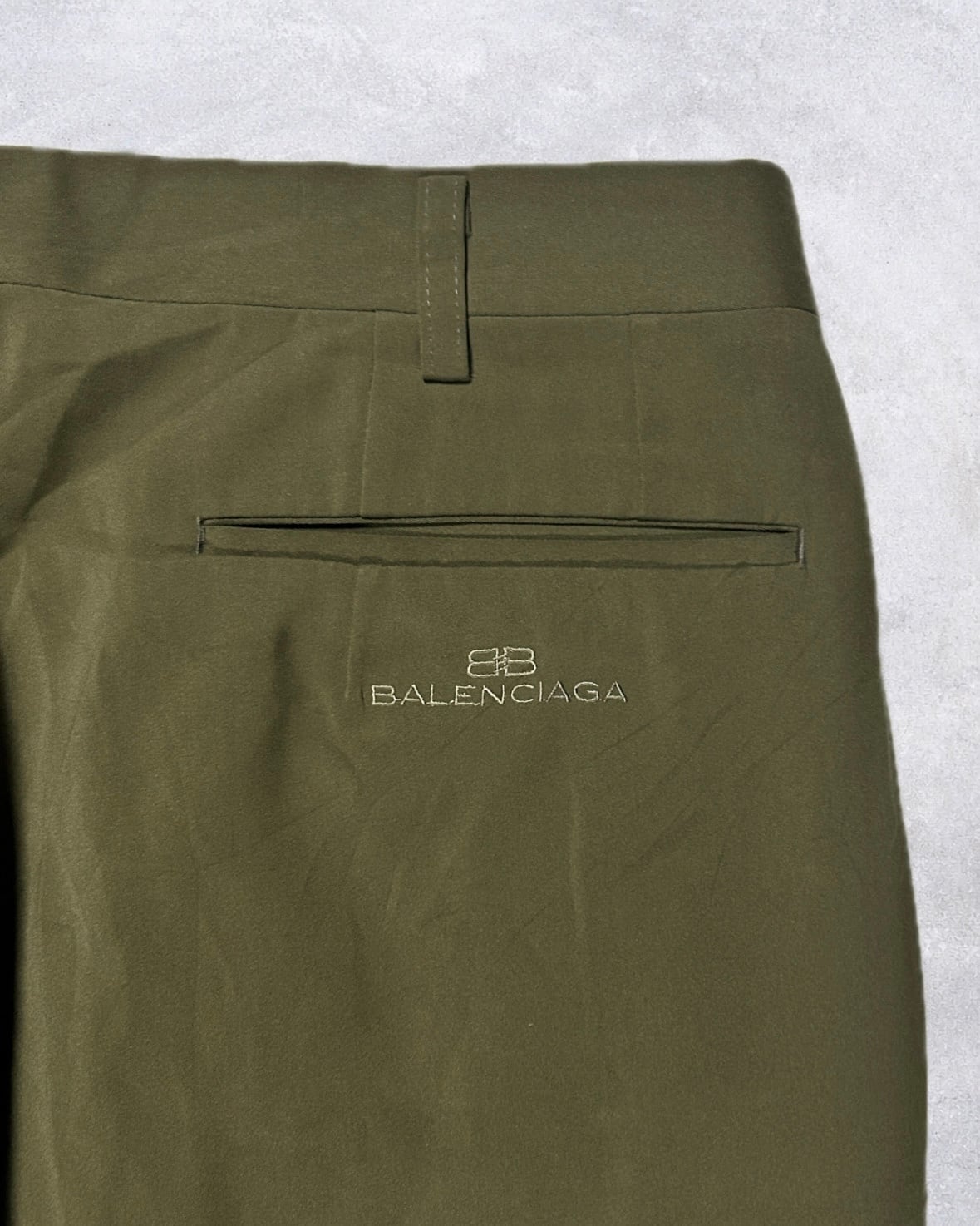 BALENCIAGA Olive Luxe Drape Wide Trousers | Jurell