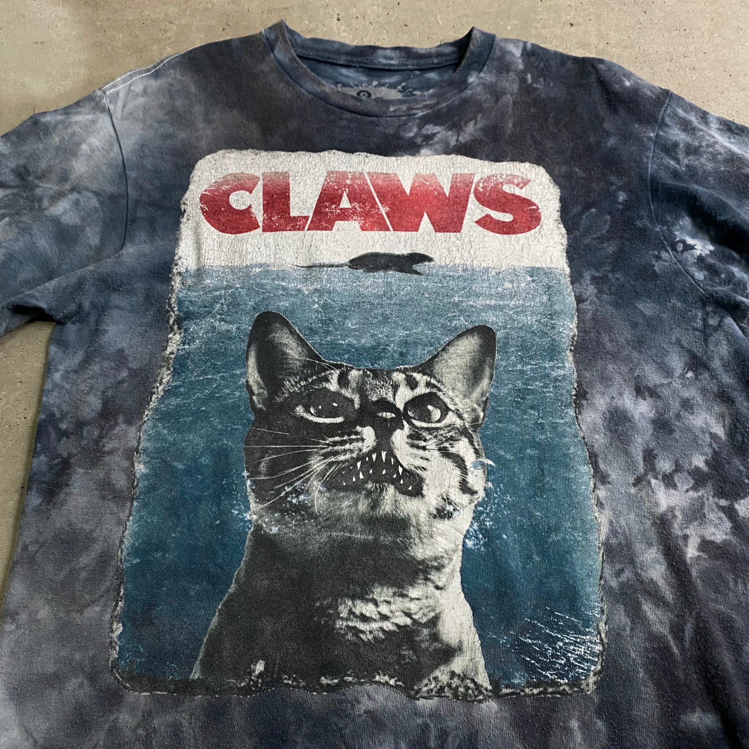 CLAWS” ジョーズ JOWS 猫 ねこ アニマル パロディ タイダイ プリントT