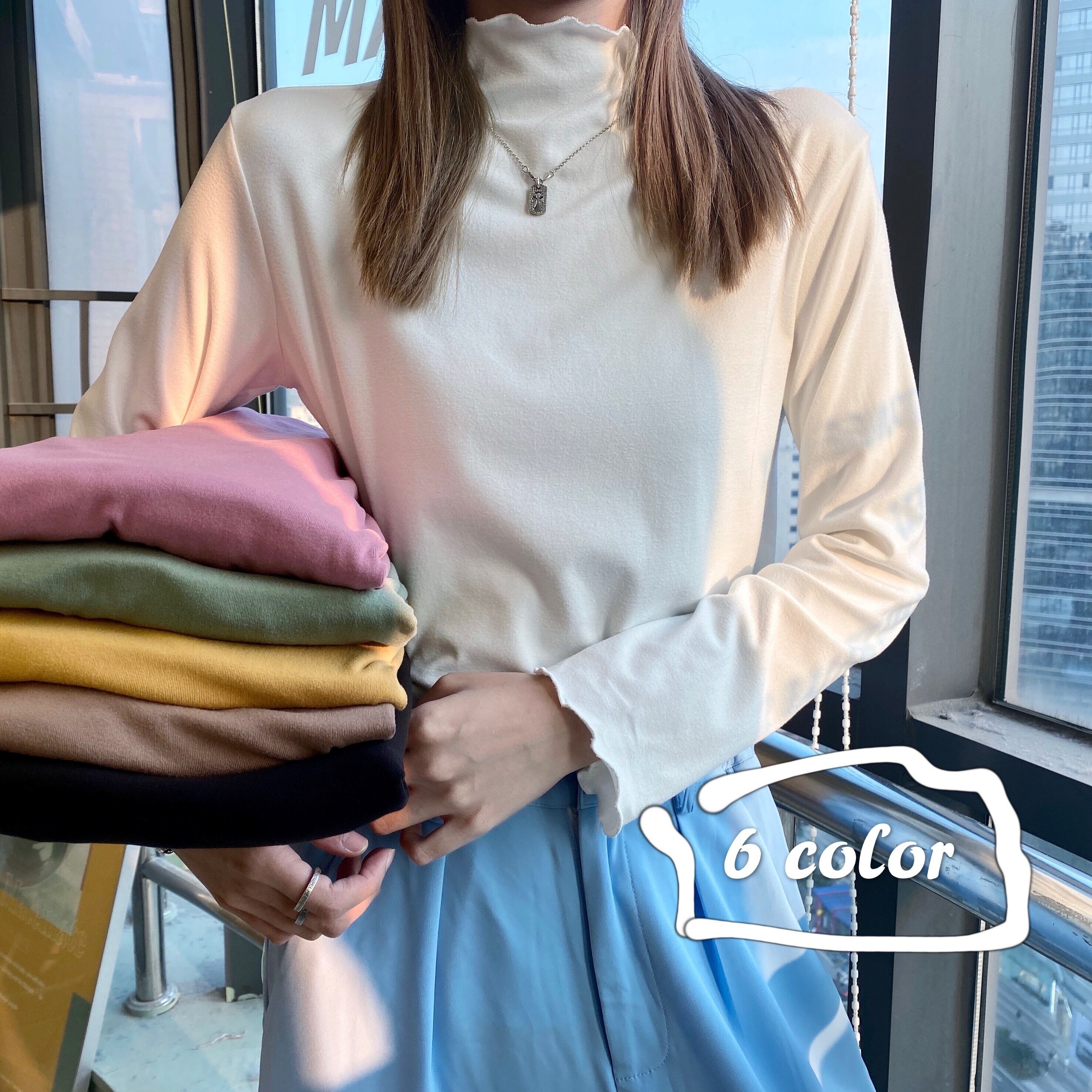 カラーシャツ スプリングオータムスリム薄手Tシャツ トップス ロング 春物 秋物 1号婦人32738787512