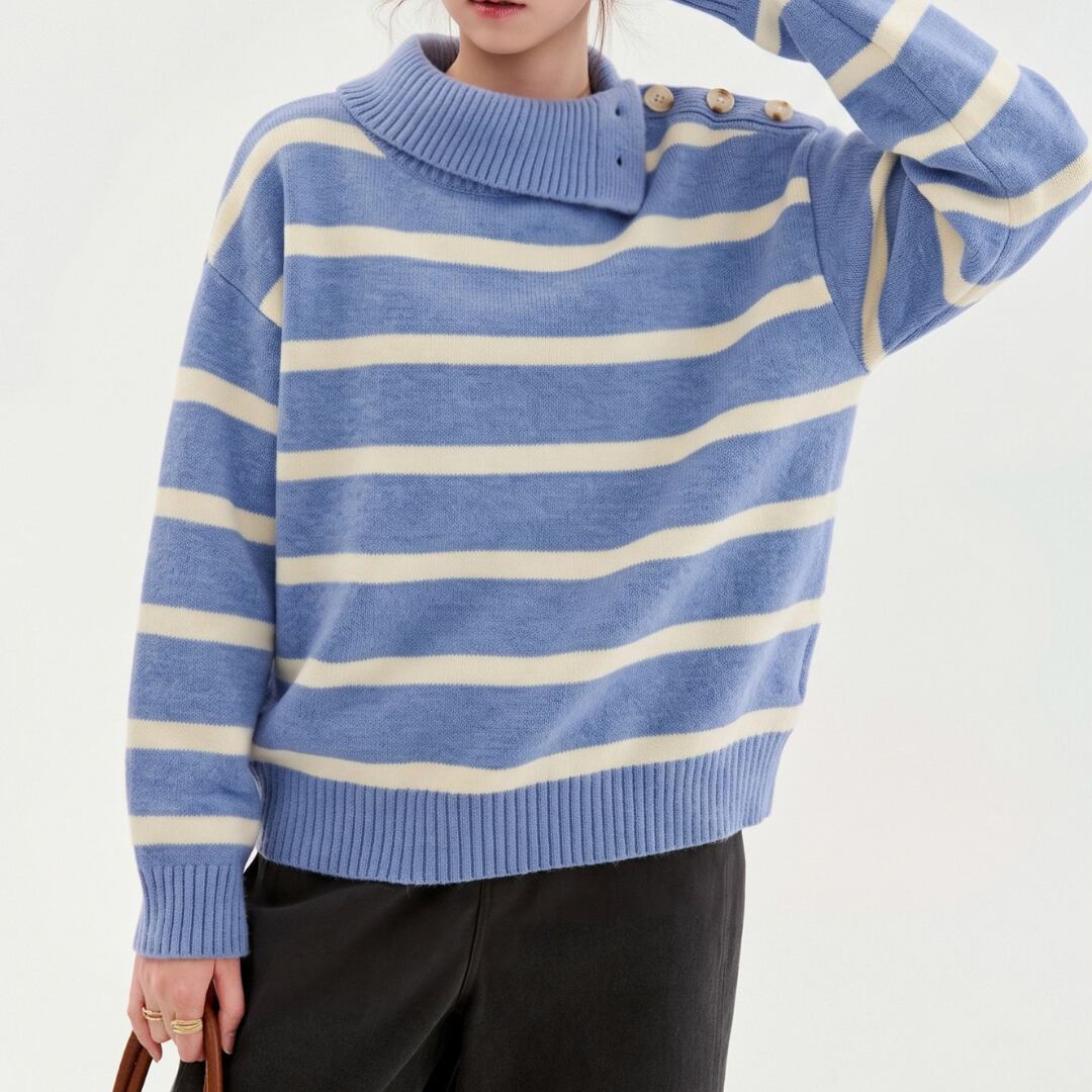 striped turtleneck knit