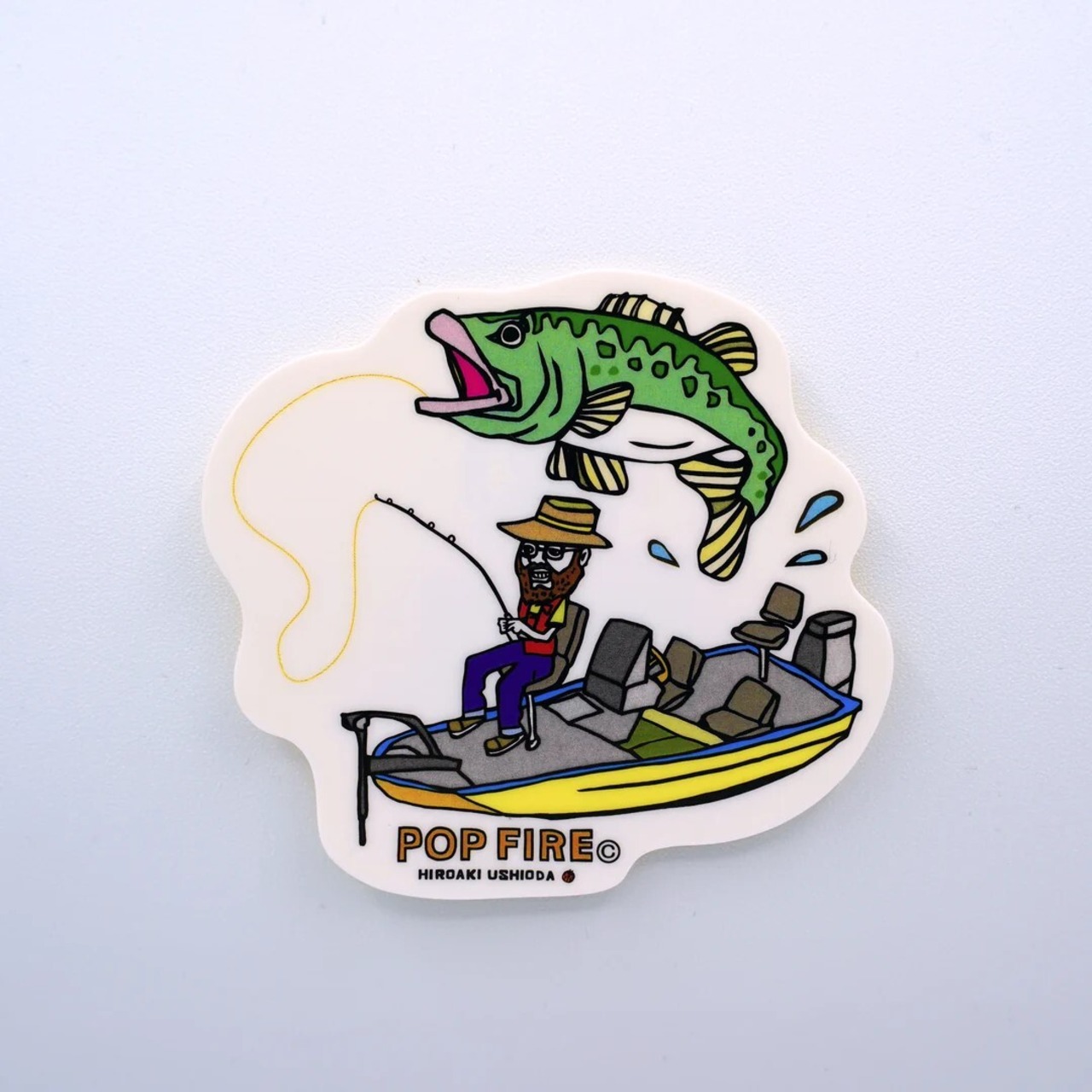 【POPFIRE】ステッカー 「バスボート」 アウトドア / キャンプ / イラストアート 画像1