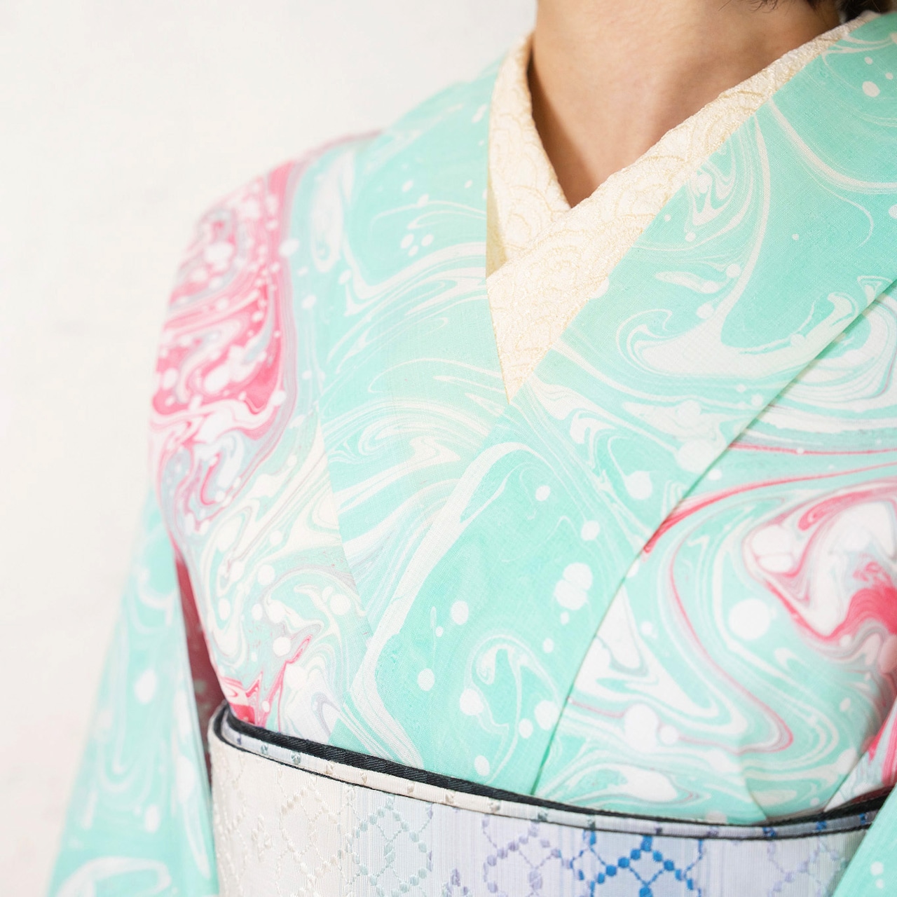 「strawberry syrup」マーブル柄〜セオアルファ 浴衣・夏着物・単衣