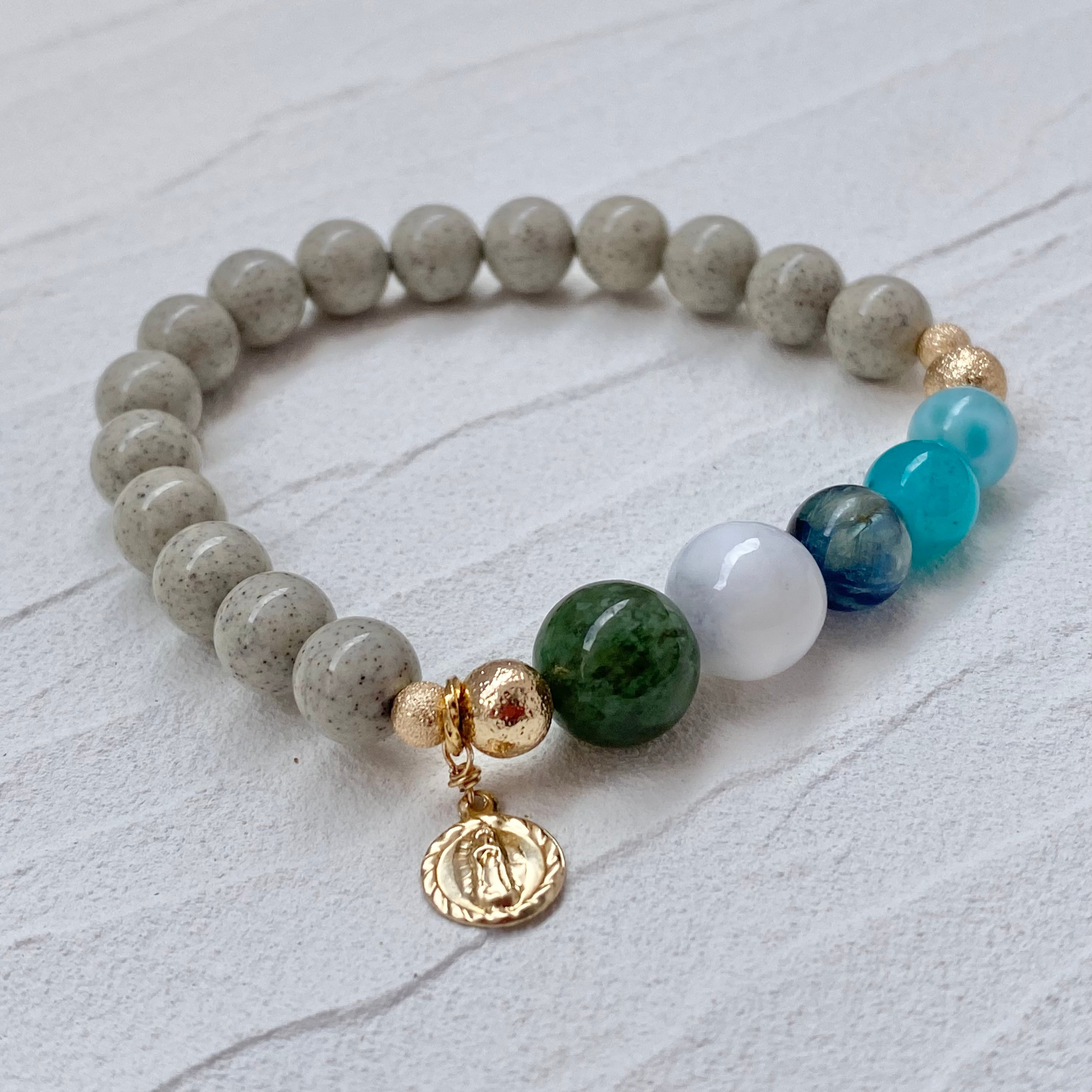 ヒスイ×北投石 14KGF ブレスレット 強力な癒しをもたらす 精神力