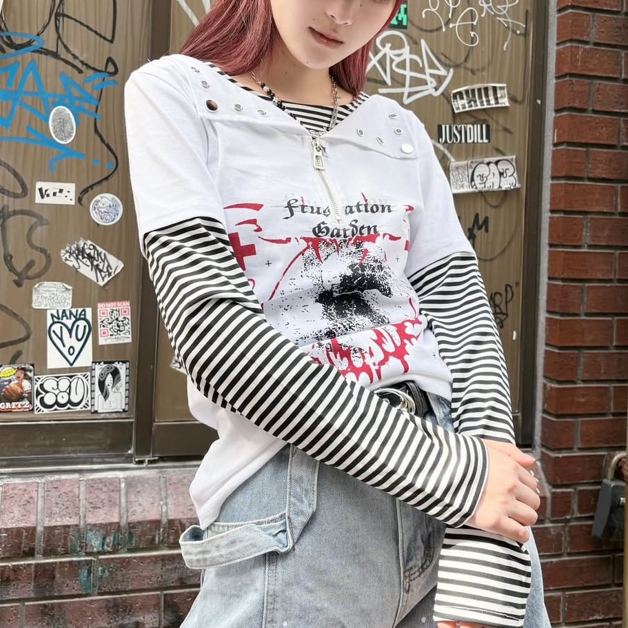 【4/16新着】ボーダーレイヤードZIPロンT