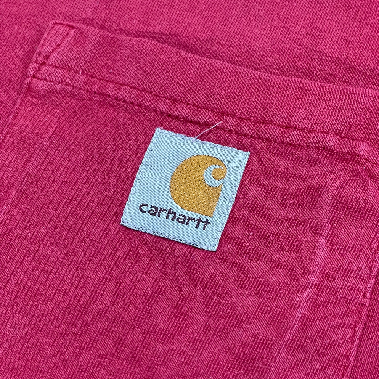 【Carhartt】MEXICO製 2XL ビッグシルエット ワンポイント ヘンリーネック ポケットTシャツ ポケT カーハート バーガンディ 半袖 夏物 US古着
