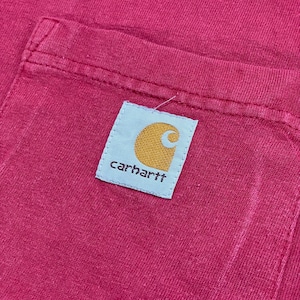 【Carhartt】MEXICO製 2XL ビッグシルエット ワンポイント ヘンリーネック ポケットTシャツ ポケT カーハート バーガンディ 半袖 夏物 US古着