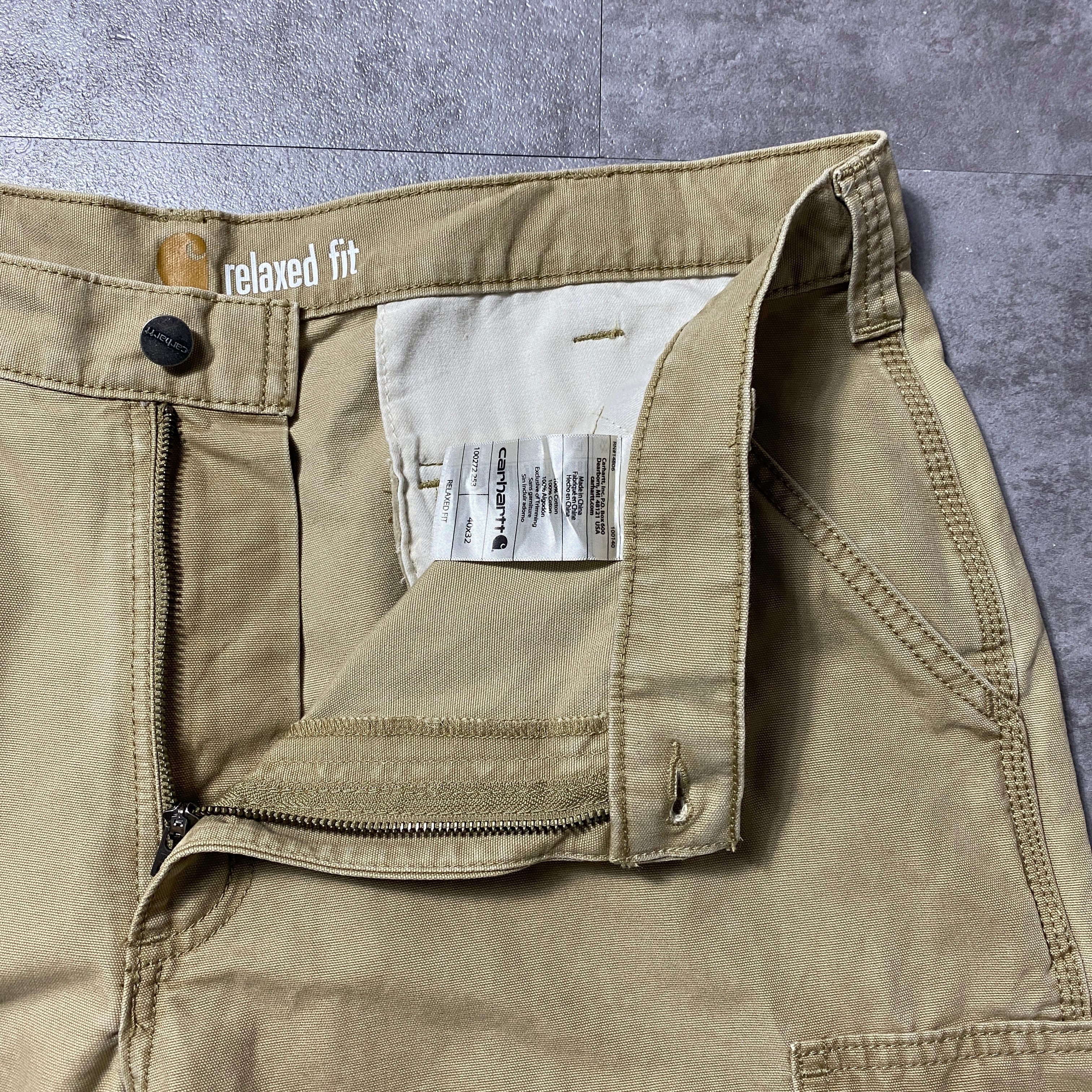 40×32】carhartt カーハート ジッパーフライ ベージュ ワークパンツ