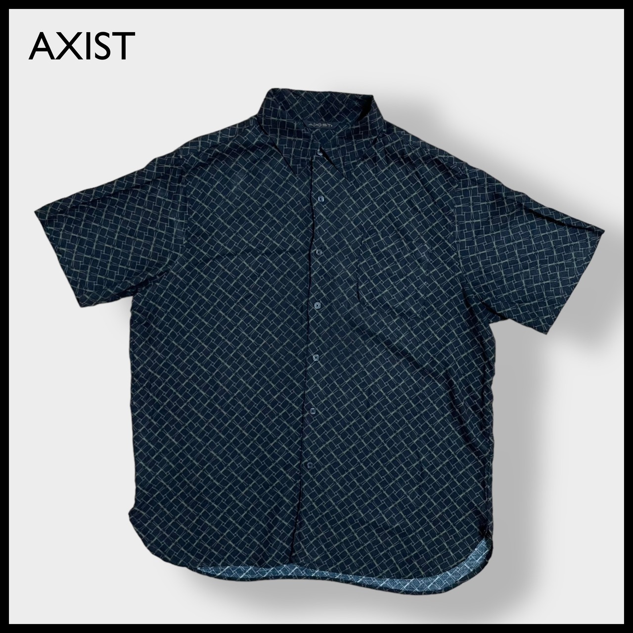 【AXIST】半袖シャツ 黒 柄シャツ レーヨン XL ビッグサイズ US古着