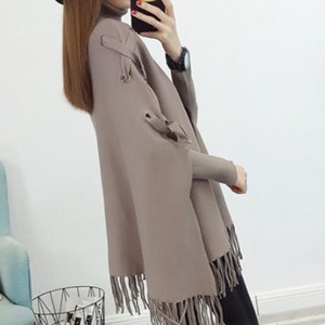 【送料無料】ポンチョコート ケープ マント アウター 羽織 トップス 無地 ハイネック フリンジ ゆったり きれいめ エレガント 上品 シンプル ベーシック お出かけ デート 普段使い デイリー 着回し カジュアル OT-223IU