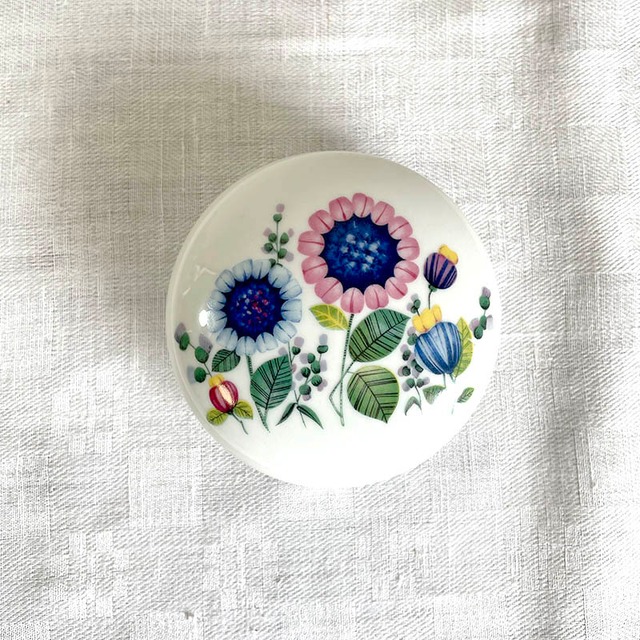 ボンボニエール　レトロなお花柄　青い花　リモージュ　Limoges 12OTdi4