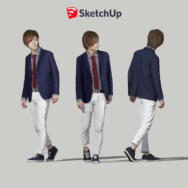 SketchUp素材　3D人物モデル ( Posed ) 083_Ren - メイン画像