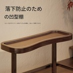木製 波型デスクトップシェルフ ︱ 棚 ラック 2段収納 ウォールナット調 落下防止トレイ設計 職人仕上げの厚手竹合板 省スペースで美しく飾れる展示ラック