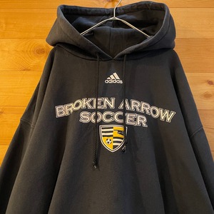 【adidas】サッカー バックロゴ スウェット パーカー フーディ ビッグシルエット アディダス XXL アメリカ古着