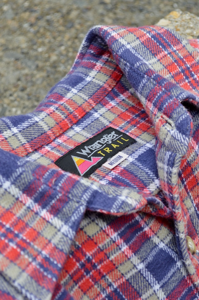 Wrangler90s Check Flannel Flap Work Shirts 1990 WranglerTRAIL ラングラー90s フランネルフラップワークシャツ