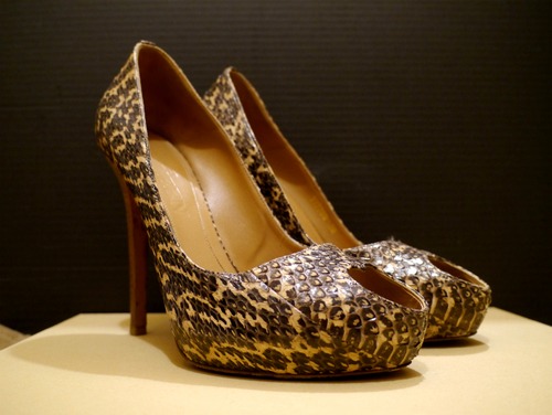 レア美品★ALEXANDER McQUEEN アレキサンダーマックイーン パイソンレザー オープントゥ ヒール パンプス 38★
