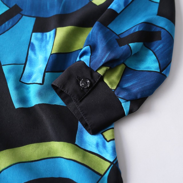 cold color stained glass art pattern loose shirt