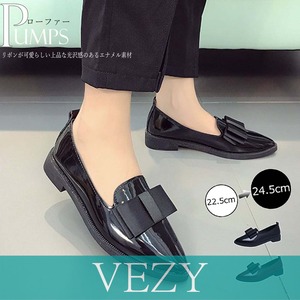 ローファー パンプス ローヒール パンプス ローファーシューズ リボンが可愛らしい上品な光沢感のあるエナメル素材のポインテッドトゥシューズ 靴 シューズ VEZY ベジー ItemNo.【12459370】