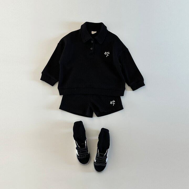 レタリングワッフルポロシャツセットアップ 上下セット ベビー
