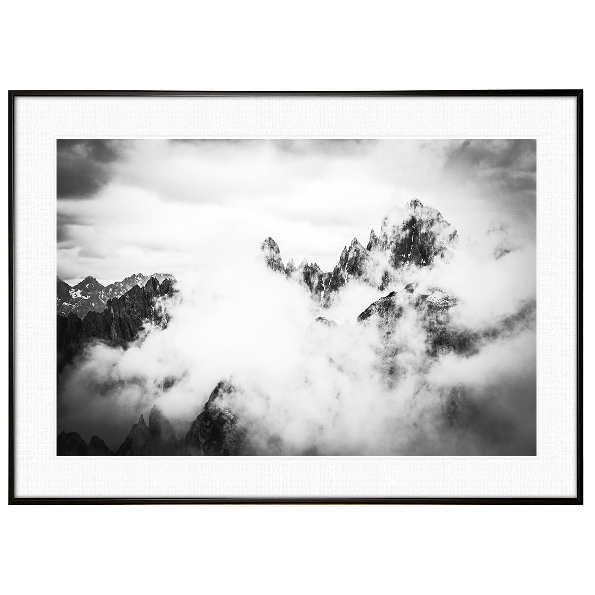 Allposters モノクロ 写真 額付き 73cm×73cm インテリア 冬写真 雲間に浮かぶ峰 インテリア モノクロアートポスター額装 AS4749