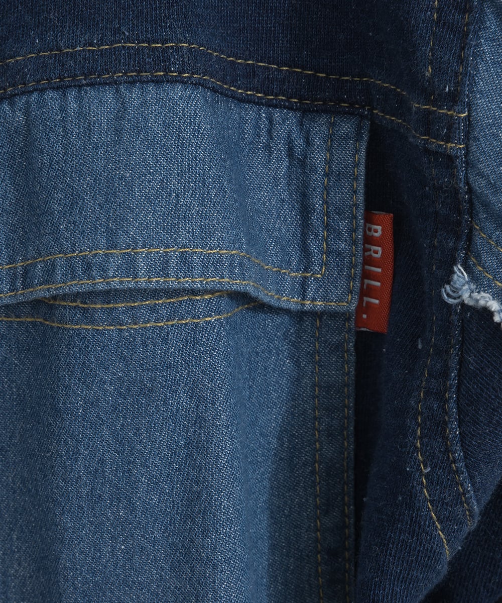 J263053 硫化染め・インディゴ染め 綿裏毛×7ozデニム リメイク風
