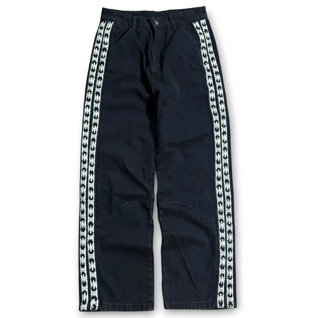 side chain embroidery black denim / サイドチェーン刺繍ブラック 