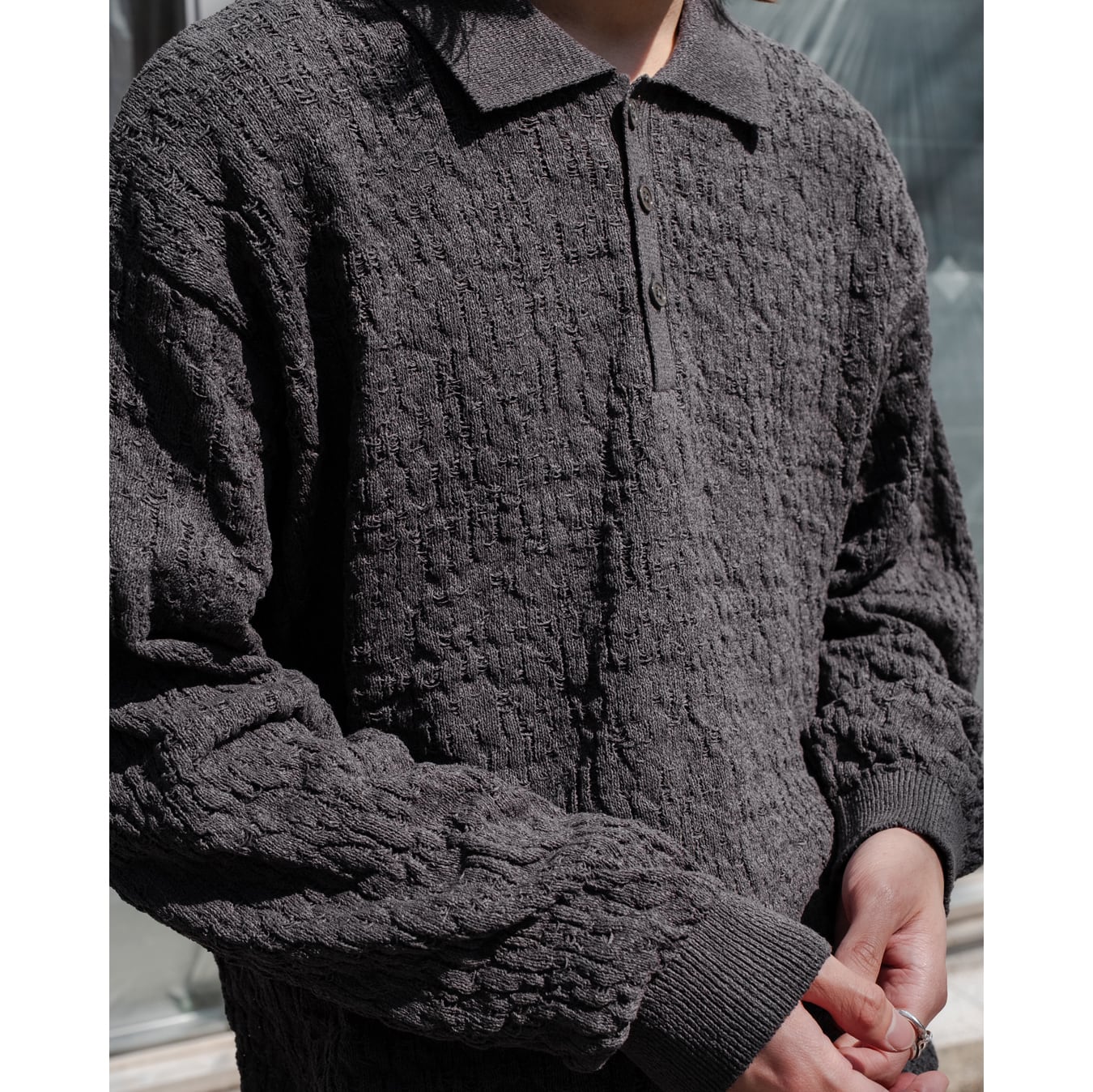 24SS Blanc YM 黒 Vネック ニットポロシャツ 24SS Blanc YM 黒 Vネック ニットポロシャツ Blanc YM（ブランワイエム