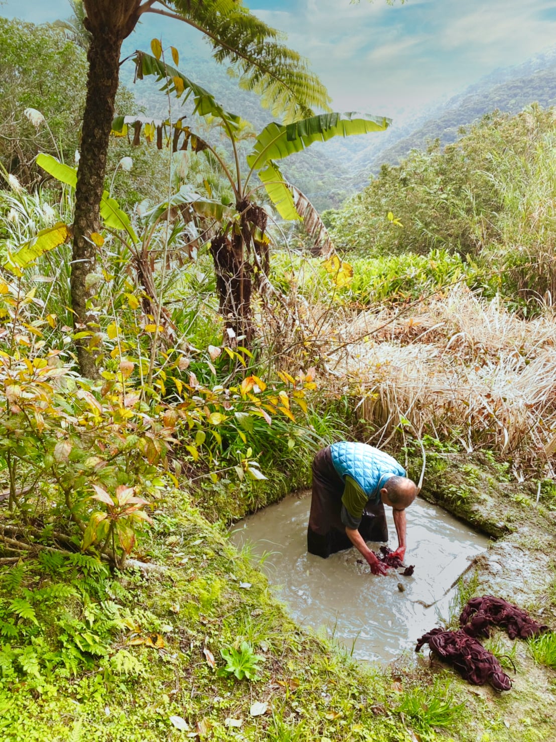 泥染めハーフウォレット（コンパクト） | 革工房One