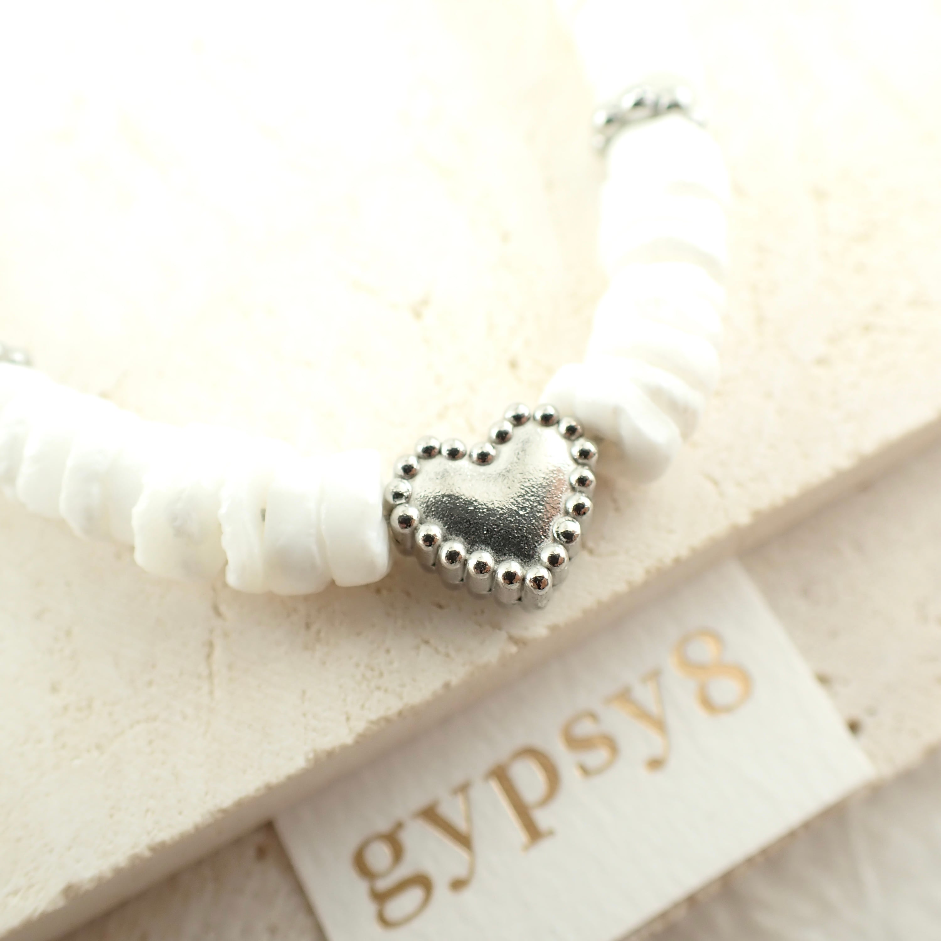 ホワイトシェルハートネックレス silver | gypsy8