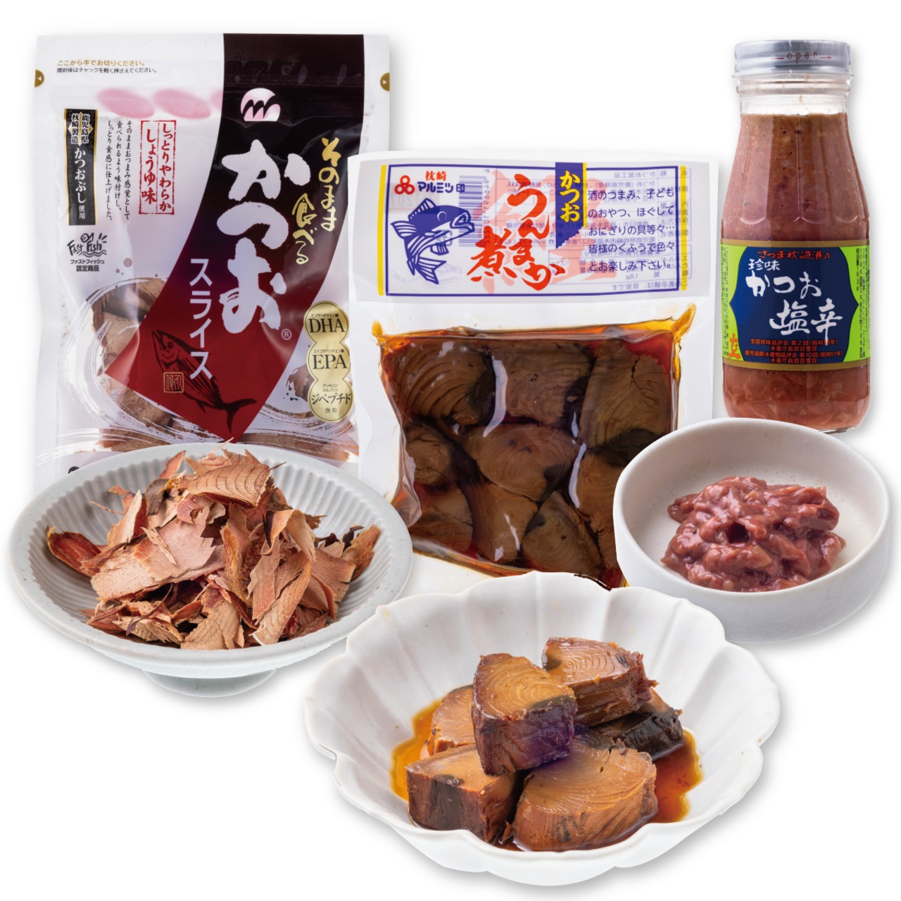 【鹿児島名物】かつおセット、(かつお塩辛1、うんまか煮1、かつおスライス1)