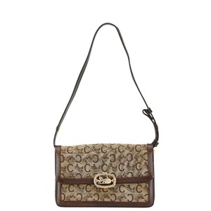 セリーヌ Cマカダム ワンショルダーバッグ ブラウン キャンバス レザー レディース CELINE 【中古】