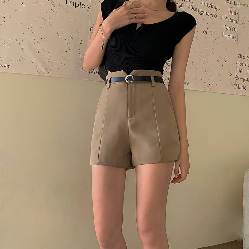 ハイウェストウェストAラインワイドレッグパンツ ショーツ ブルマー ワイドパンツ ガールズファッション30585218199