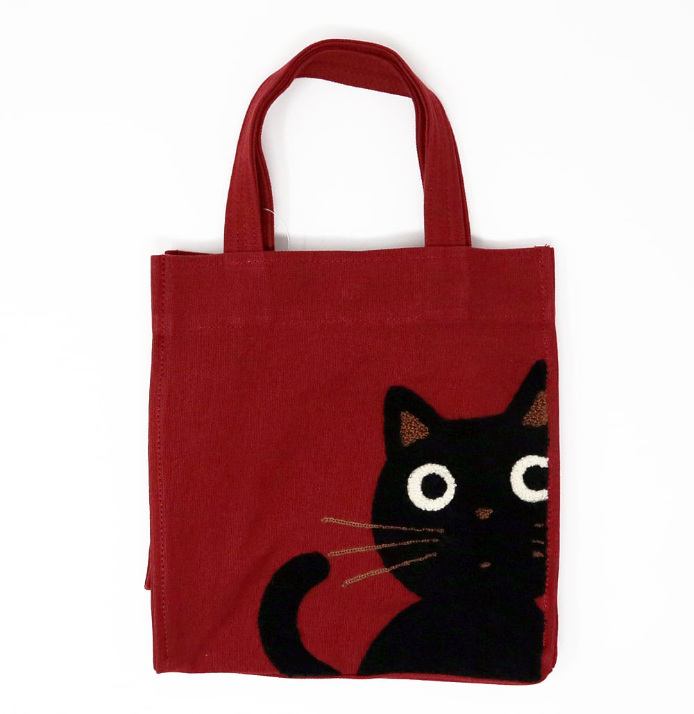 【リップンディップ】 ネコ 猫 ねこ CAT トートバッグ 黒ブラック×ベージュ