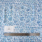 ブロックプリント生地【50cm単位】インド綿  ペイズリー花柄 白×青 #21644-WT1
