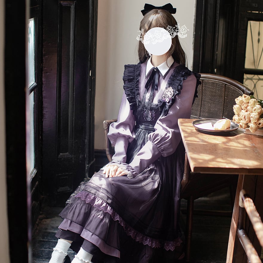 クラロリ ワンピース 魔女学院 長袖 ピンタック×フリル｜WithU